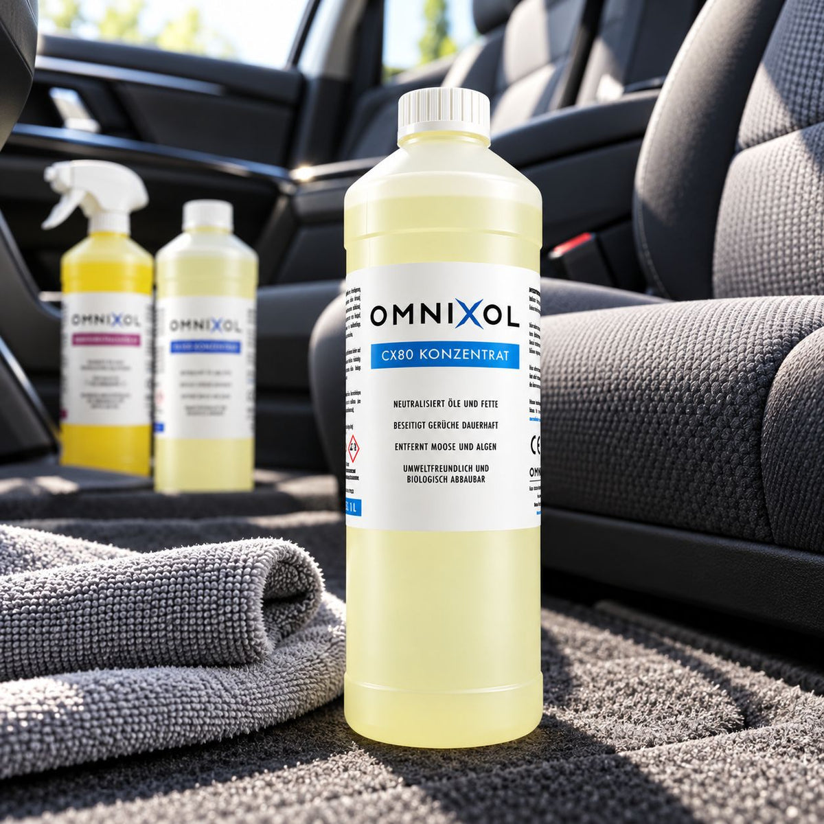Omnixol CX80 zur Reinigung von Fahrzeugen und Textilien